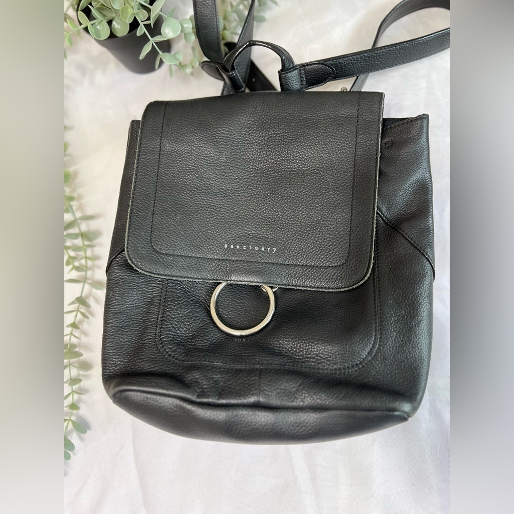 Anthropologie Sanctuary Black Pebble Leather Backpack